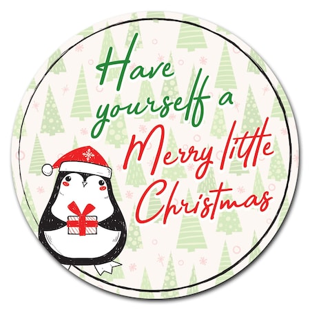 Signmission Merry Little Christmas Circle Vinyl Laminated Decal D-24-CIR-Merry little Christmas